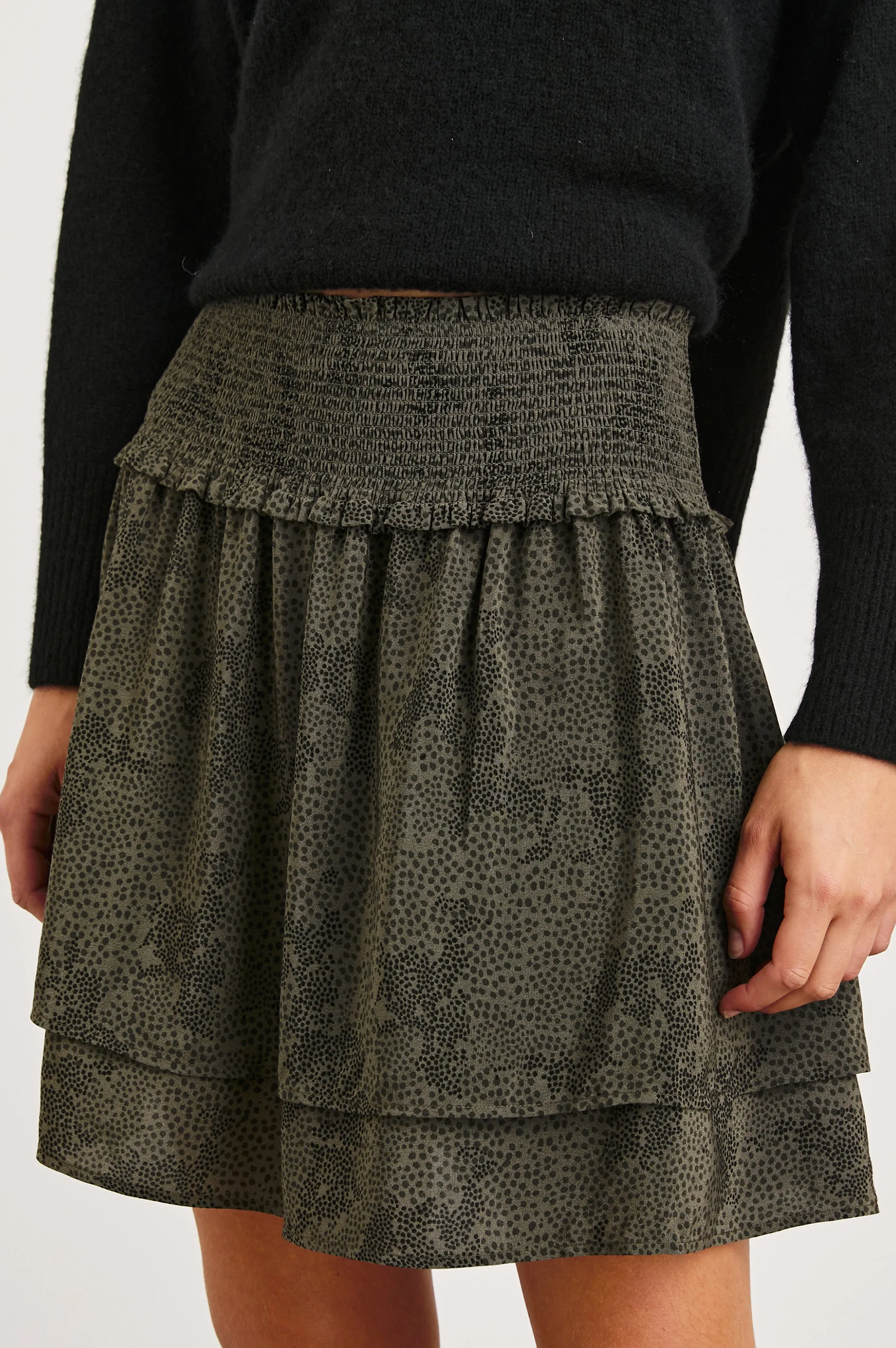 ADDISON SKIRT - OLIVE PEBBLE