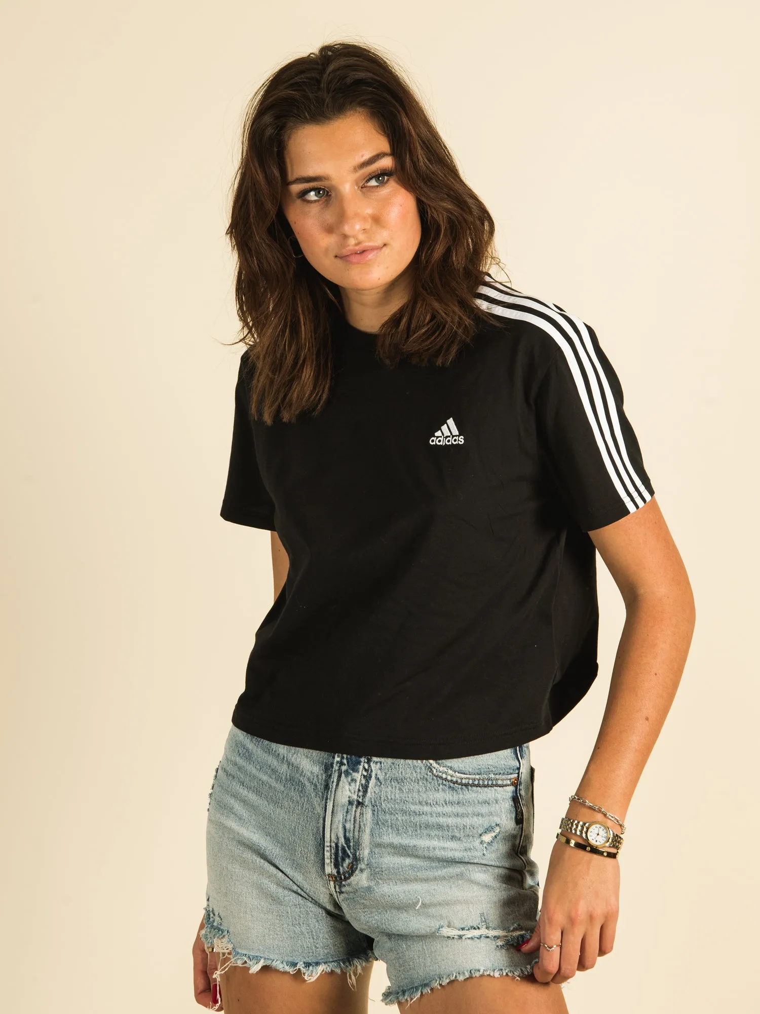 ADIDAS 3-STRIPES CROPPED T-SHIRT - CLEARANCE