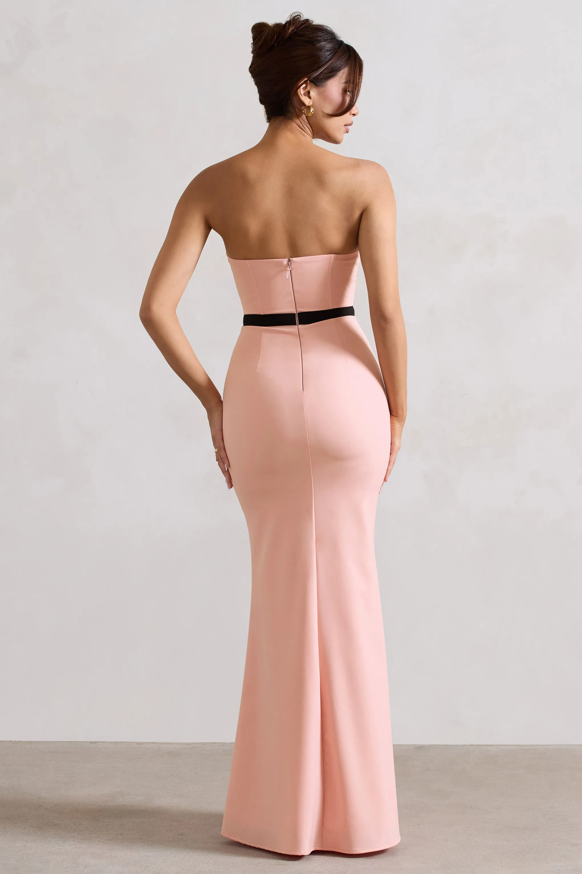 Albi | Pink Structured Strapless Corset Maxi Dress With Bow