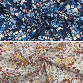 All Over Delicate Floral and Leaves Cotton Poplin Fabric