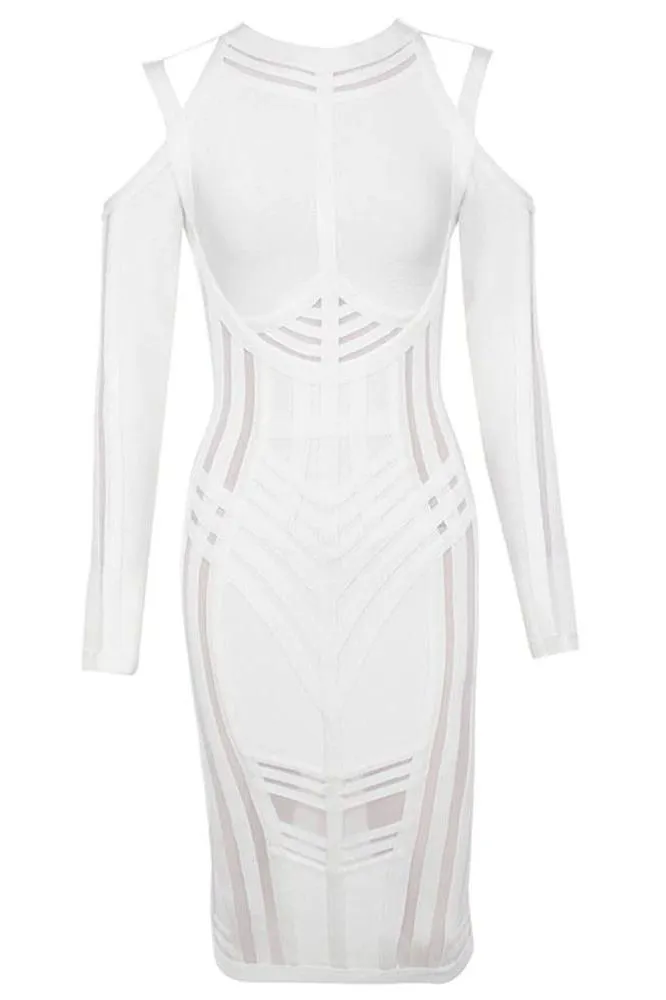 Amelia Long Sleeve Bandage Dress - Pearl White