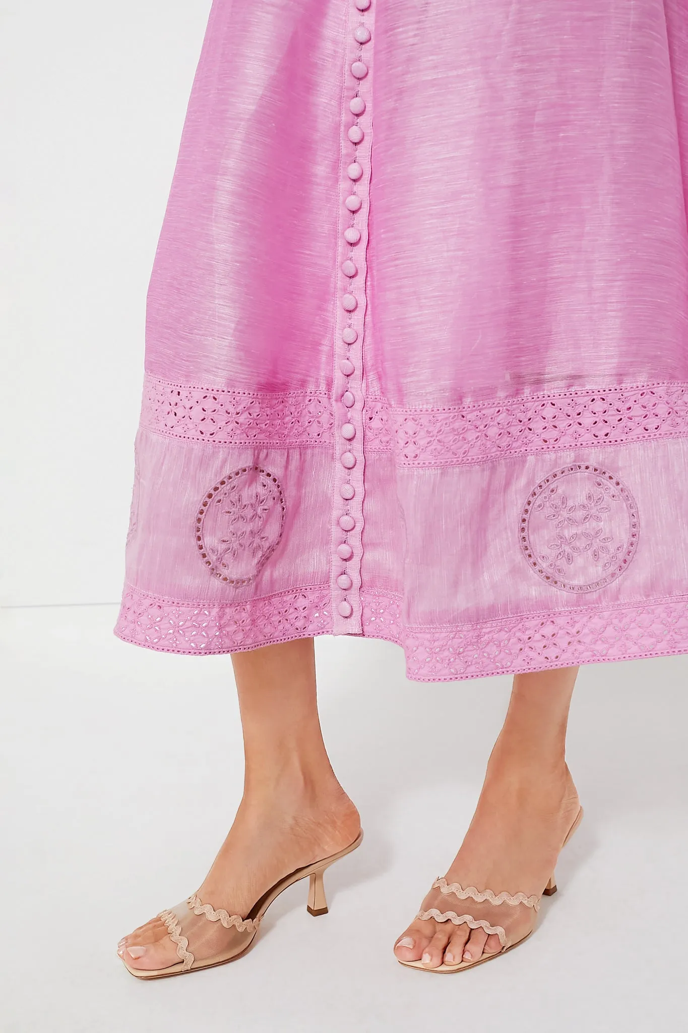 Amertine Harlee Silk Linen Midi Skirt