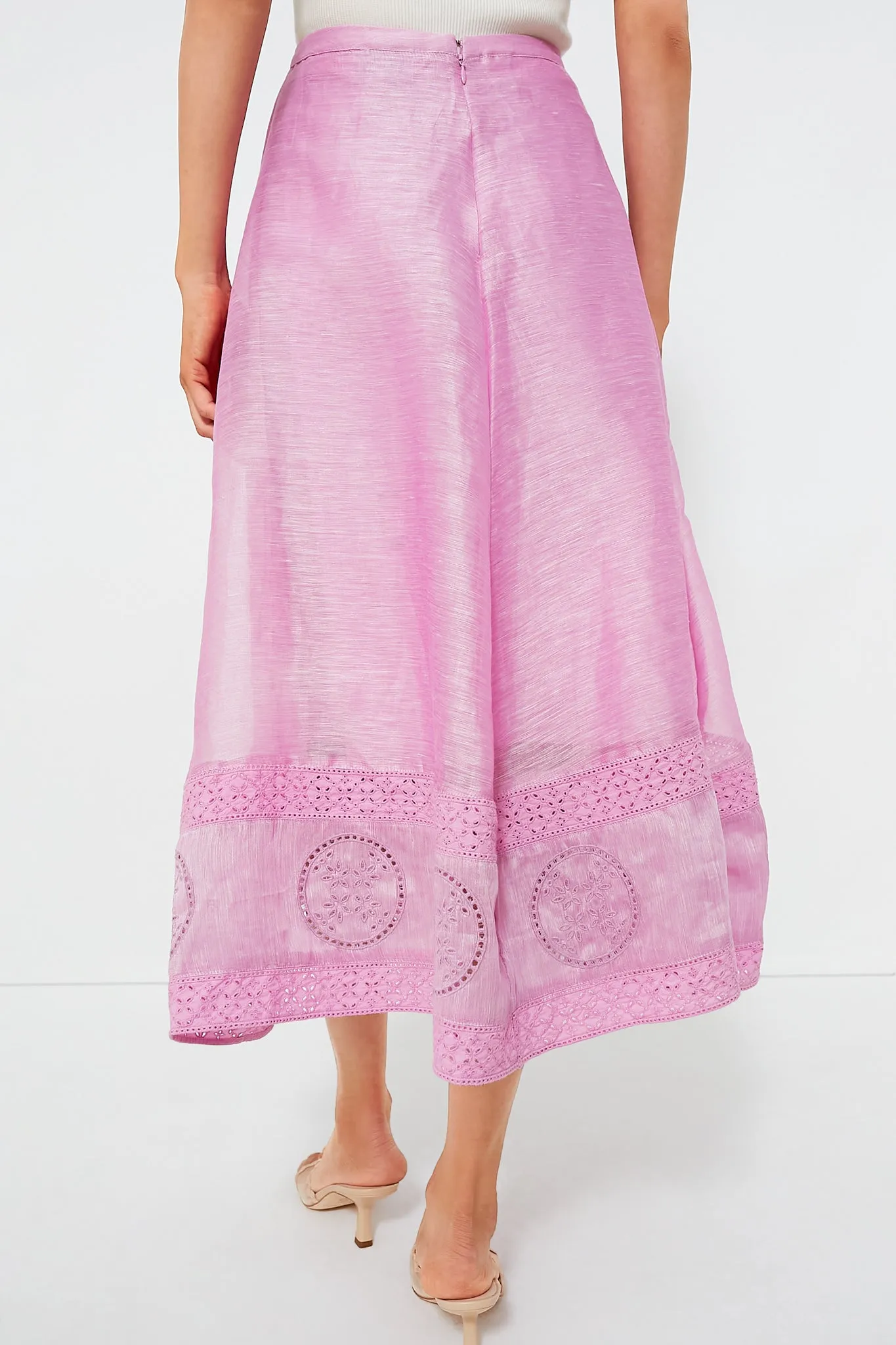 Amertine Harlee Silk Linen Midi Skirt