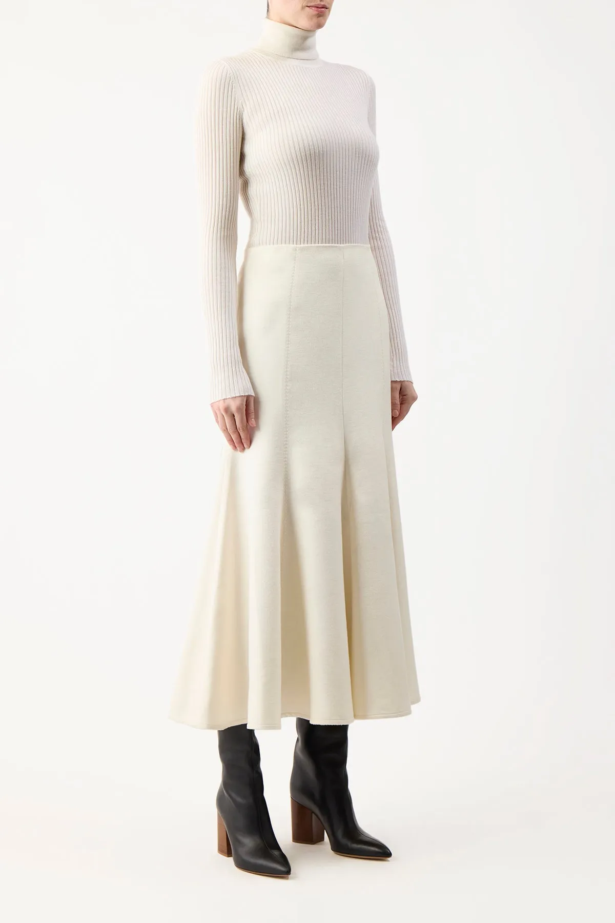 Amy Skirt in Ivory Winter Silk