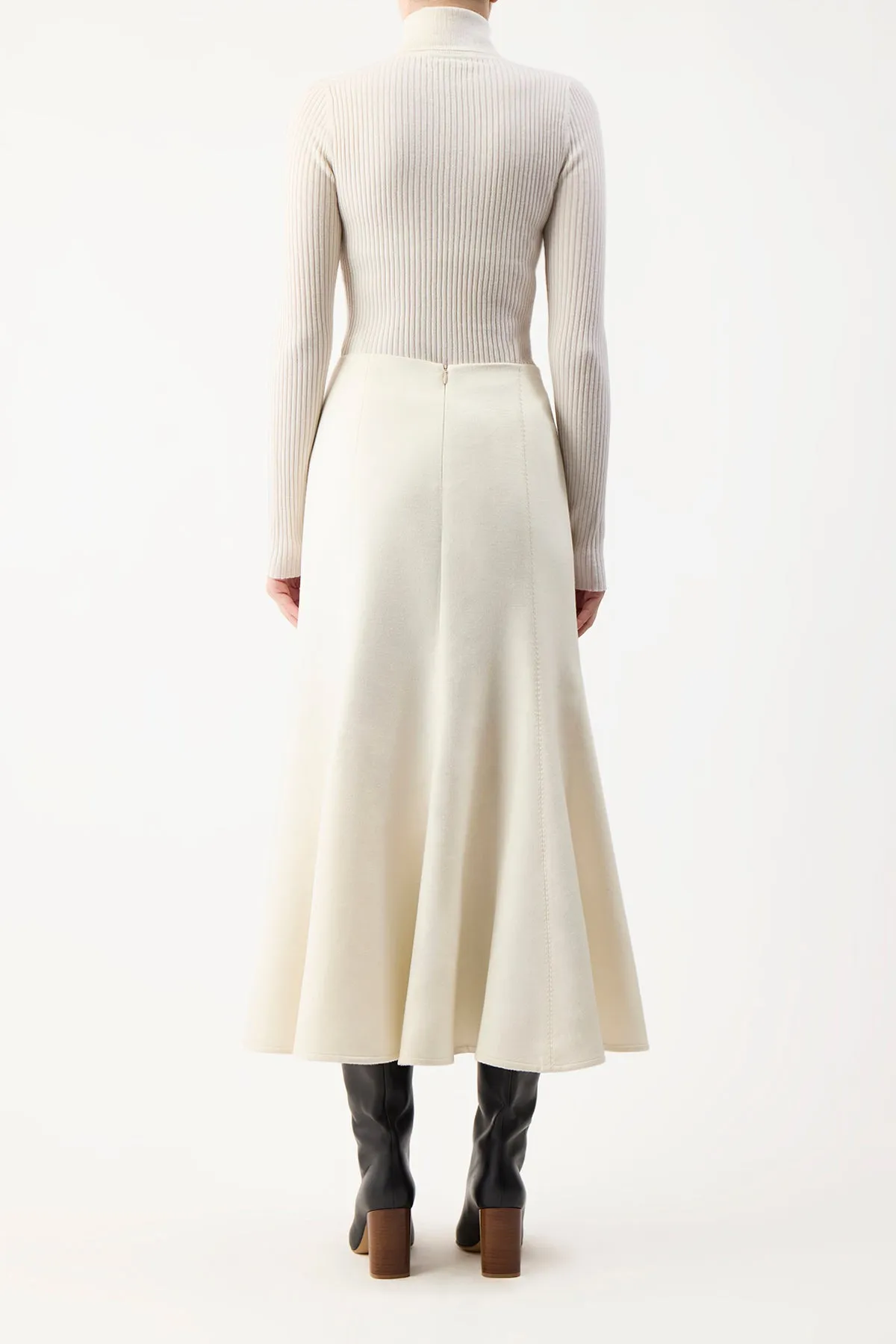 Amy Skirt in Ivory Winter Silk