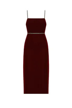 AMYA BURGUNDY MIDI DRESS