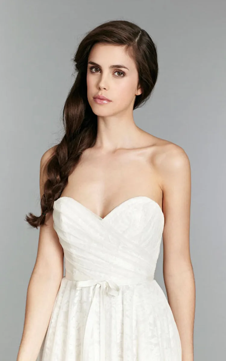 Angelic Sweetheart Neckline Crisscross Ruched Bodice a Line Lace Dress-702123