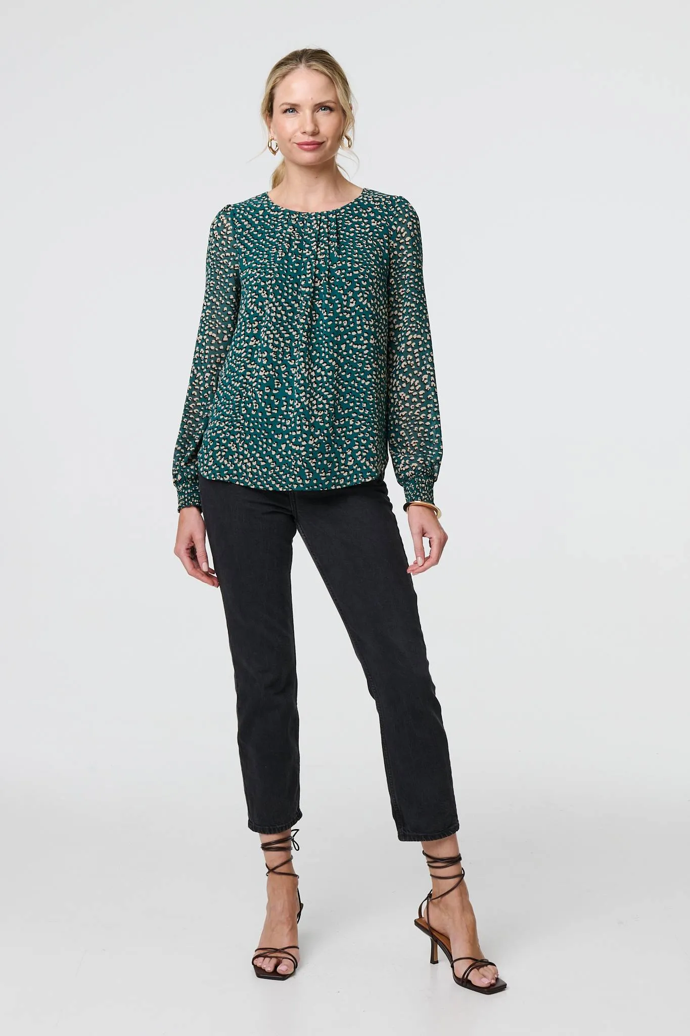 Animal Print Semi Sheer Blouse