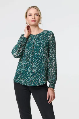 Animal Print Semi Sheer Blouse