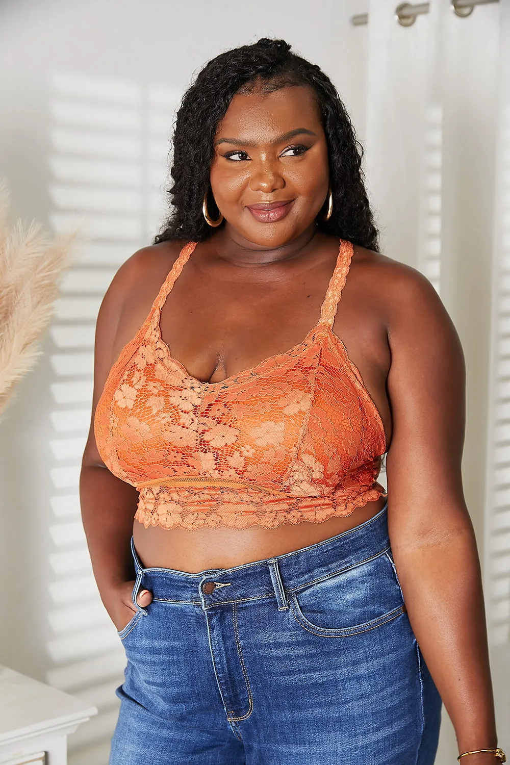 *APP EXCLUSIVE* JadyK Full Size Crisscross Lace Bralette in Rust