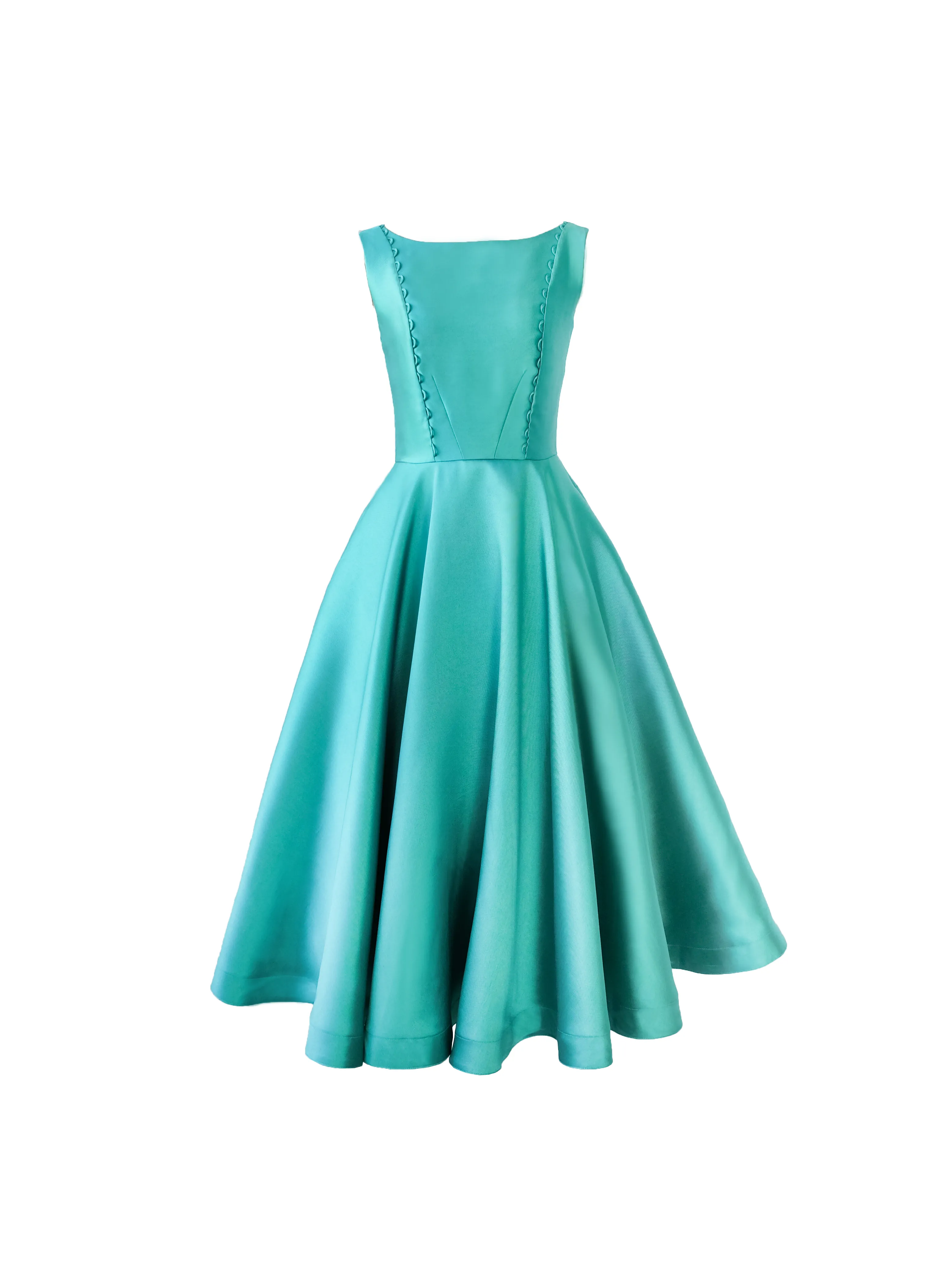 Ariana lace-up midi flounce dress in aqua