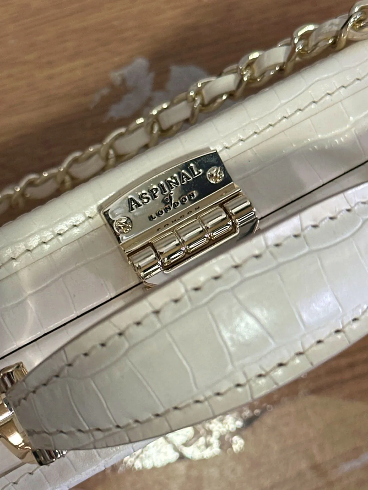 Aspinal of London Ivory Trunk Clutch Bag