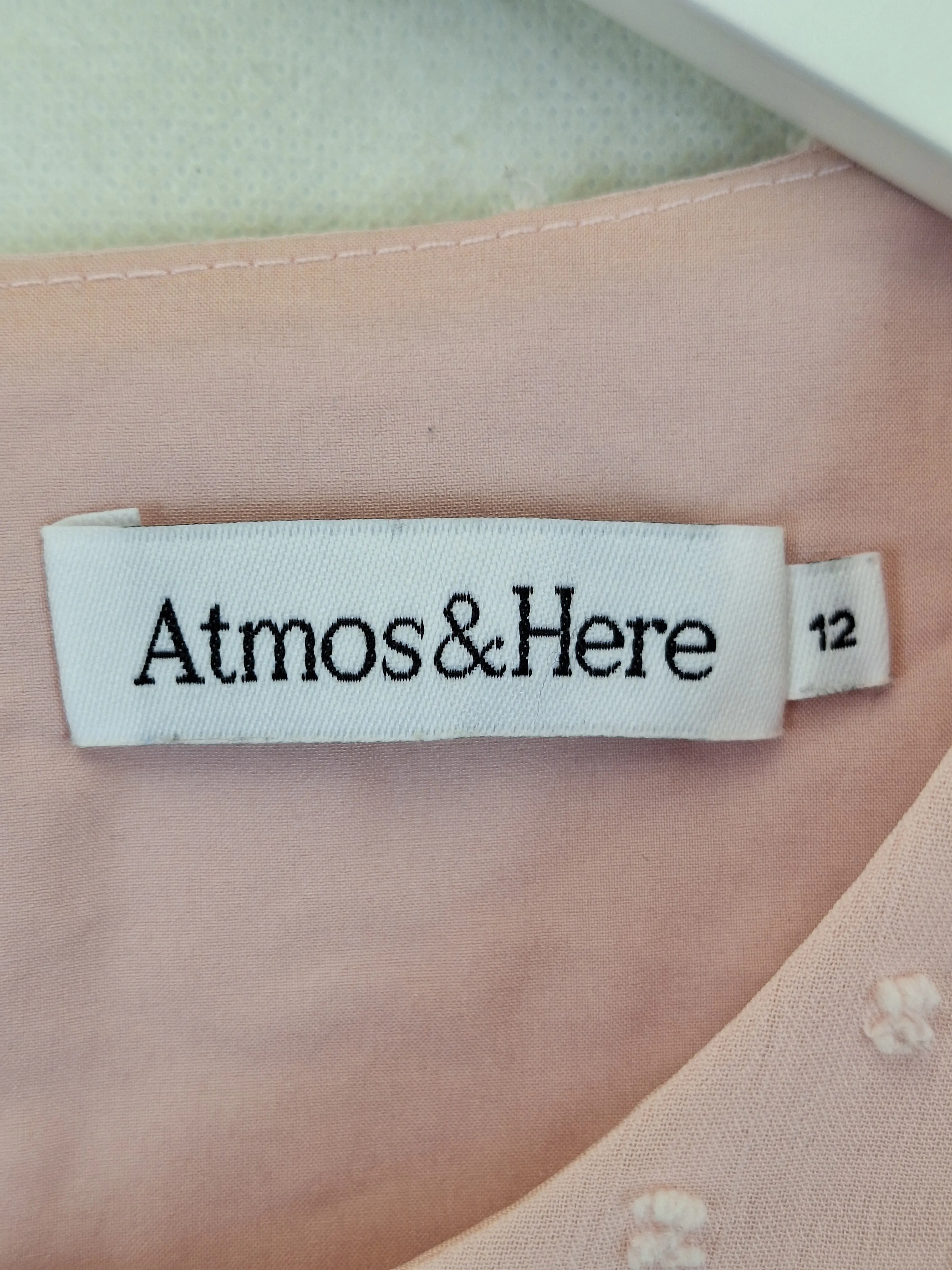 Atmos & Here Romantic Flutter Sleeve Blush Top Size 12