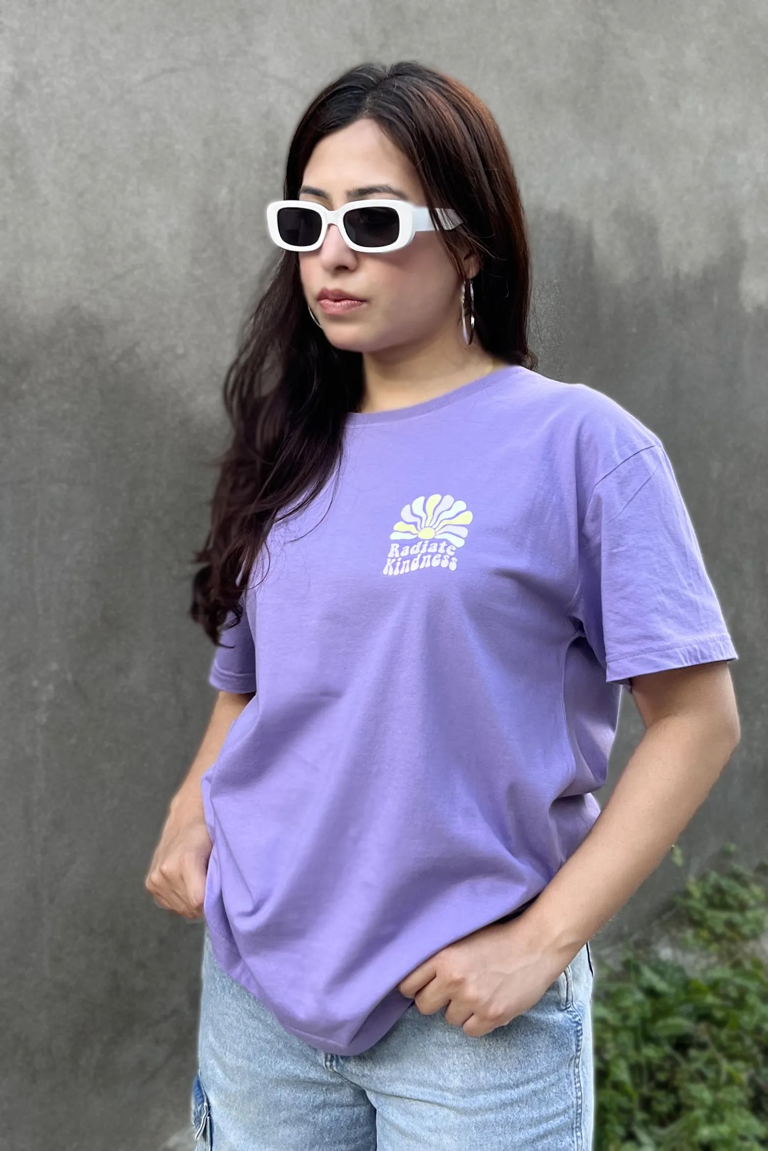 Back Print Kindness Lilac Oversized Tshirt