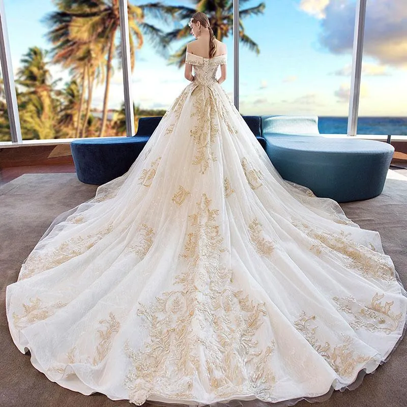 Ball Gown Lace Off The Shoulder Wedding Dress