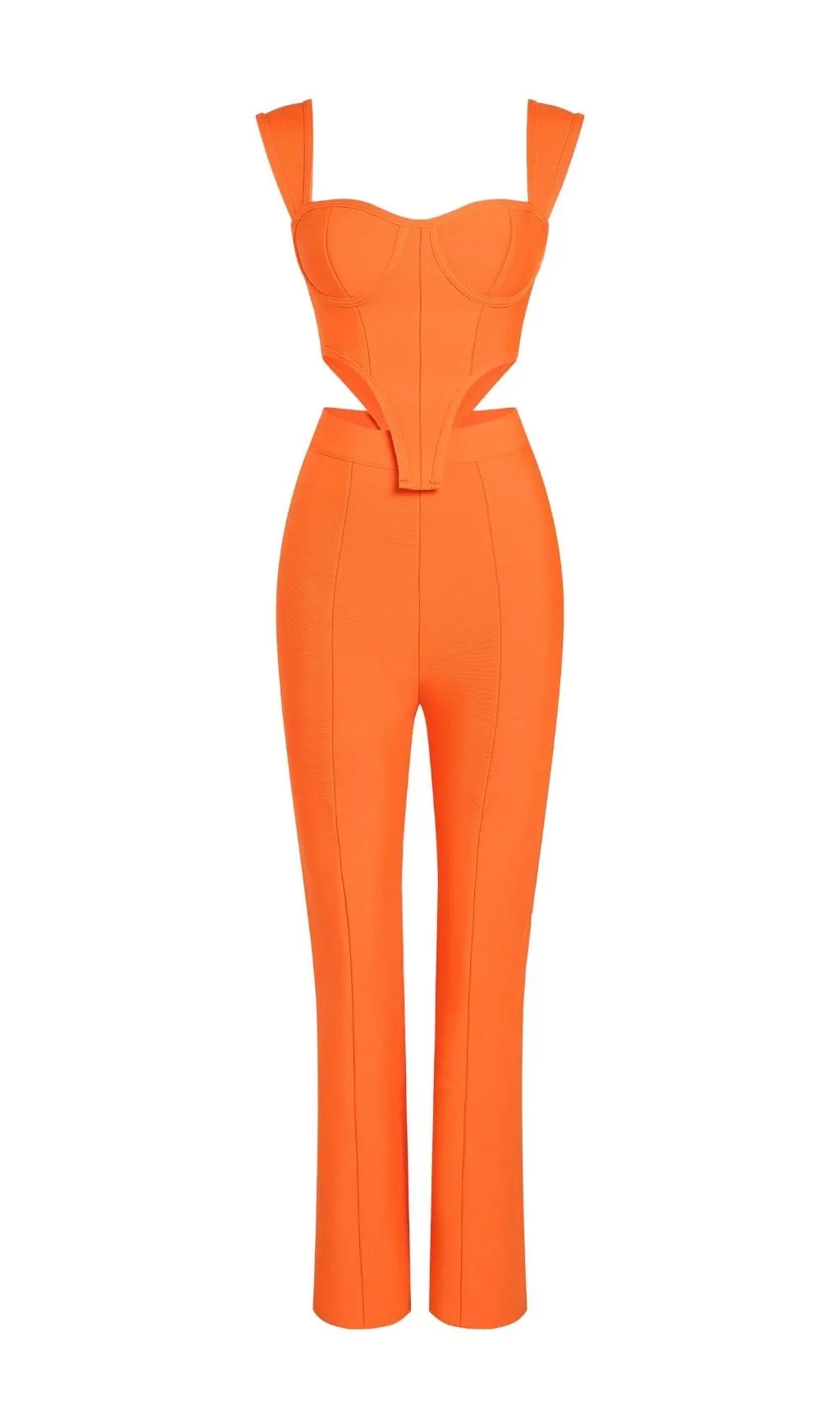 BANDAGE CUT OUT TWO PIECE SET IN ORANGE