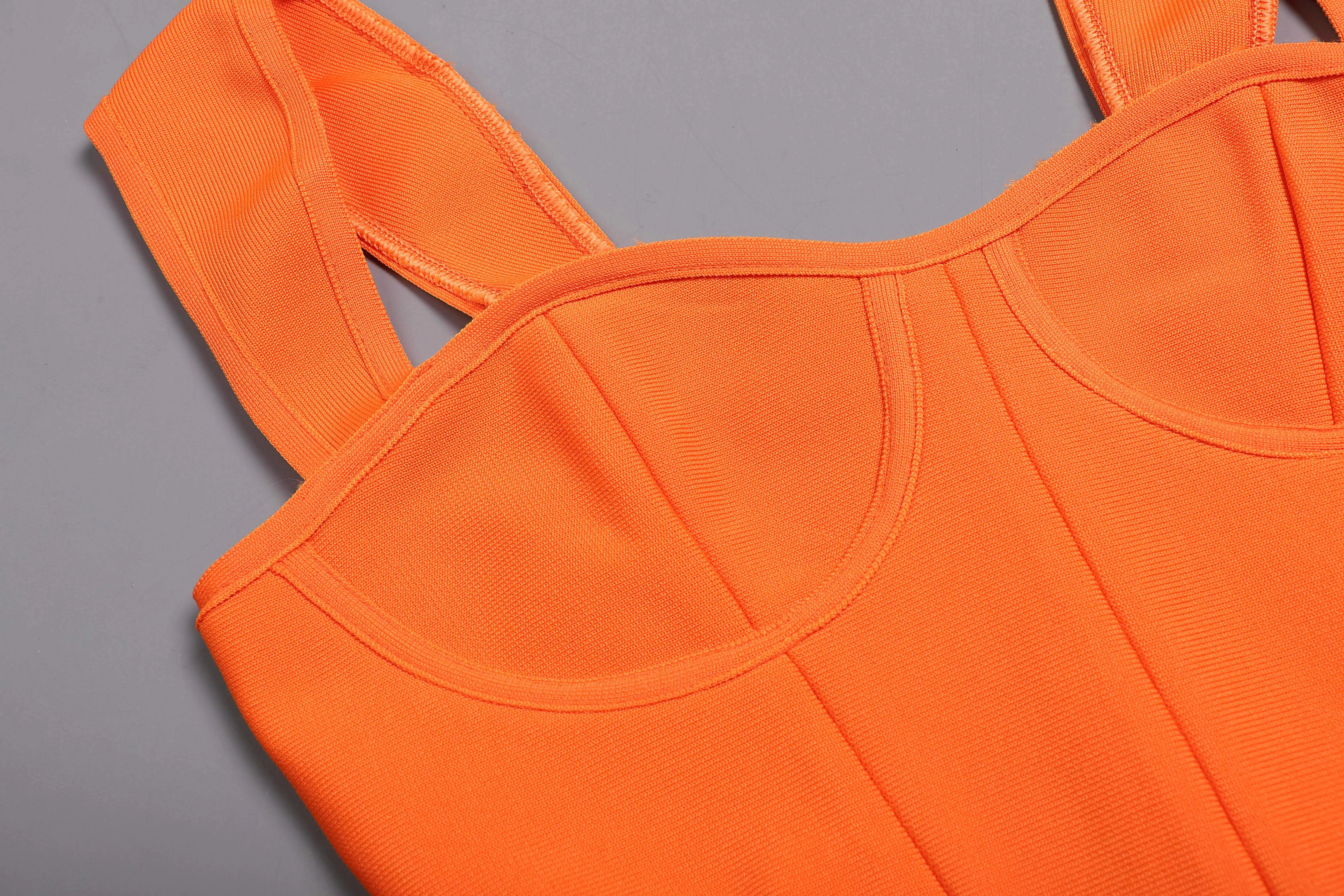 BANDAGE CUT OUT TWO PIECE SET IN ORANGE