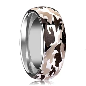 BATTALION | Silver Tungsten Ring, Black and Gray Camo, Domed