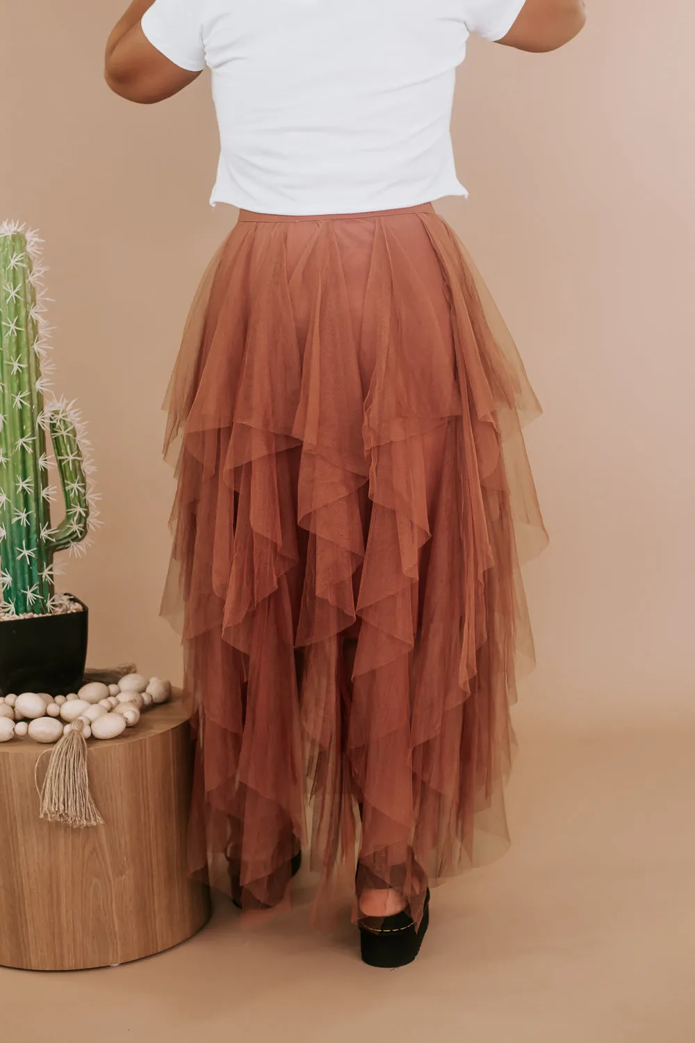 Be Merry Mesh Tutu Tulle Maxi Skirt , Rust