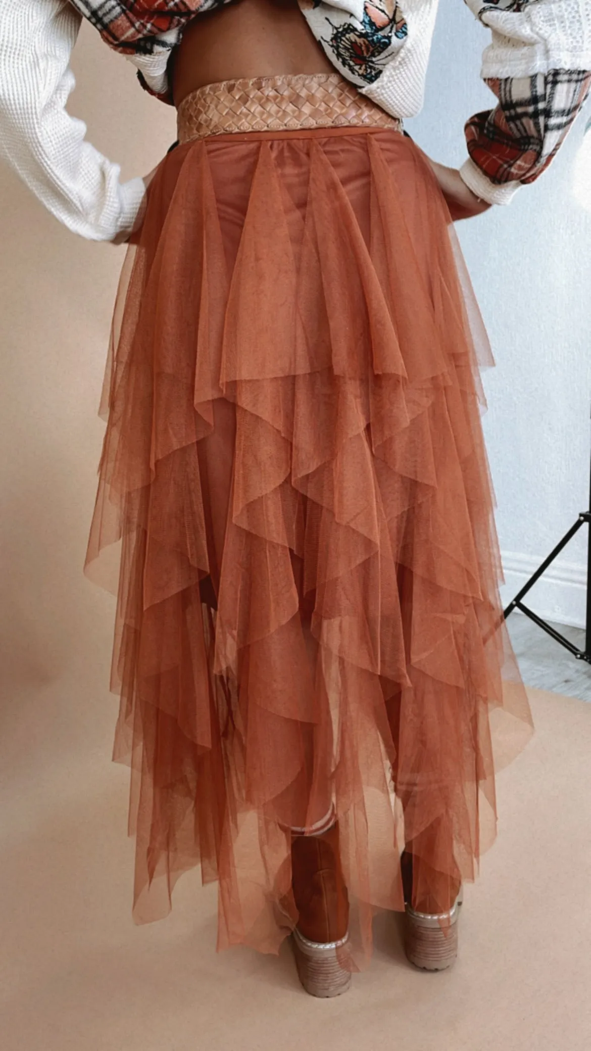 Be Merry Mesh Tutu Tulle Maxi Skirt , Rust