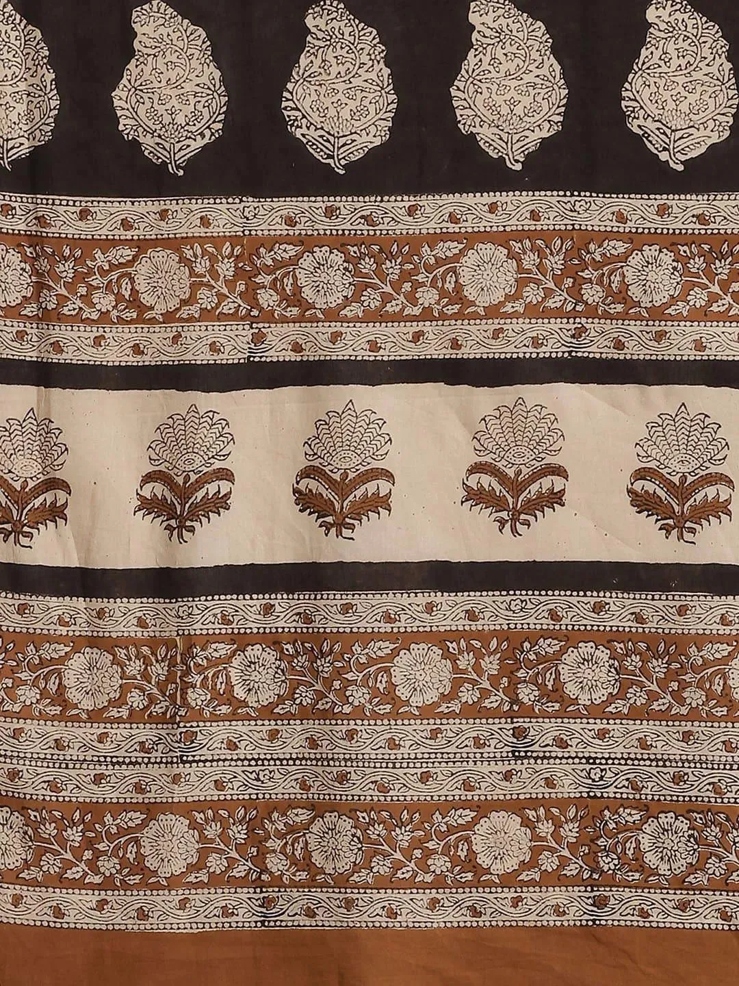 Beige Printed Cotton Saree