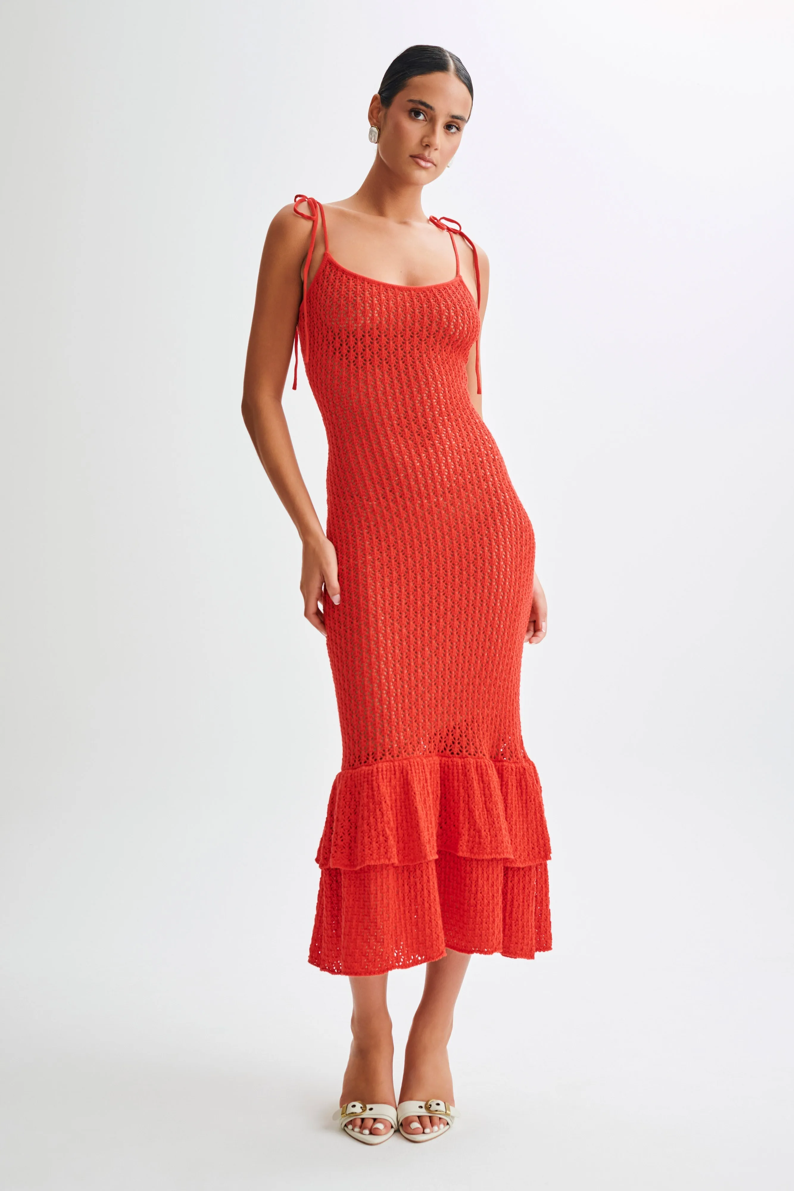 Bianca Knit Midi Dress - Pomegranate