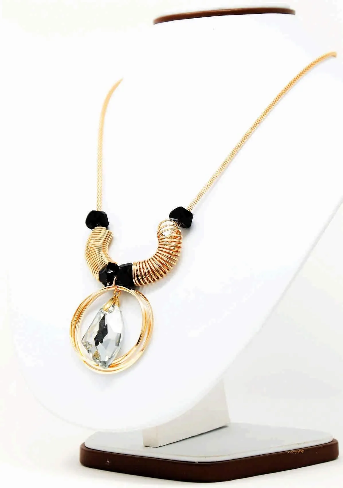 Big Rhinestone Hanging Design Imitation Fashion Metal Double Pendant with Long Chain for Girls