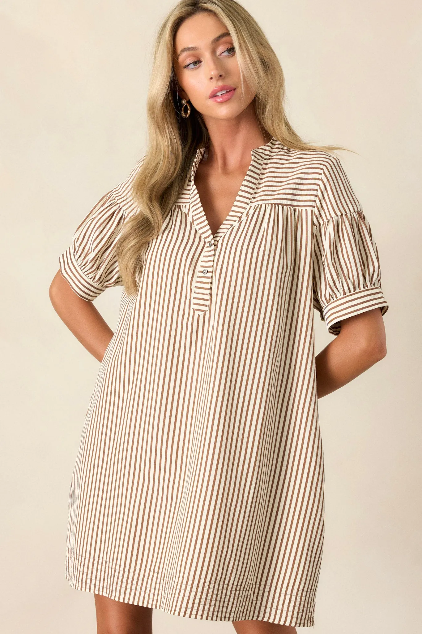 Bitter Sweet Symphony Brown Stripe Mini Dress