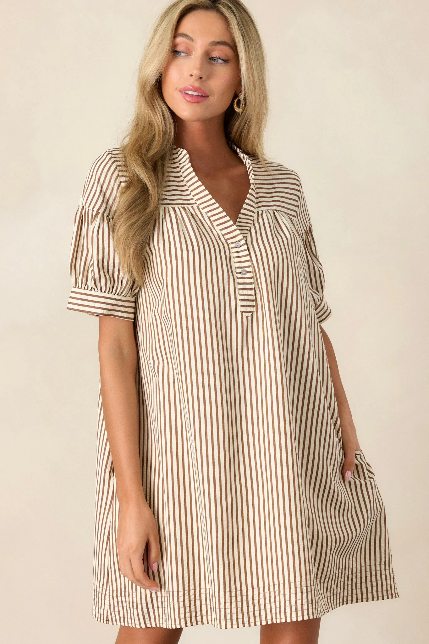 Bitter Sweet Symphony Brown Stripe Mini Dress