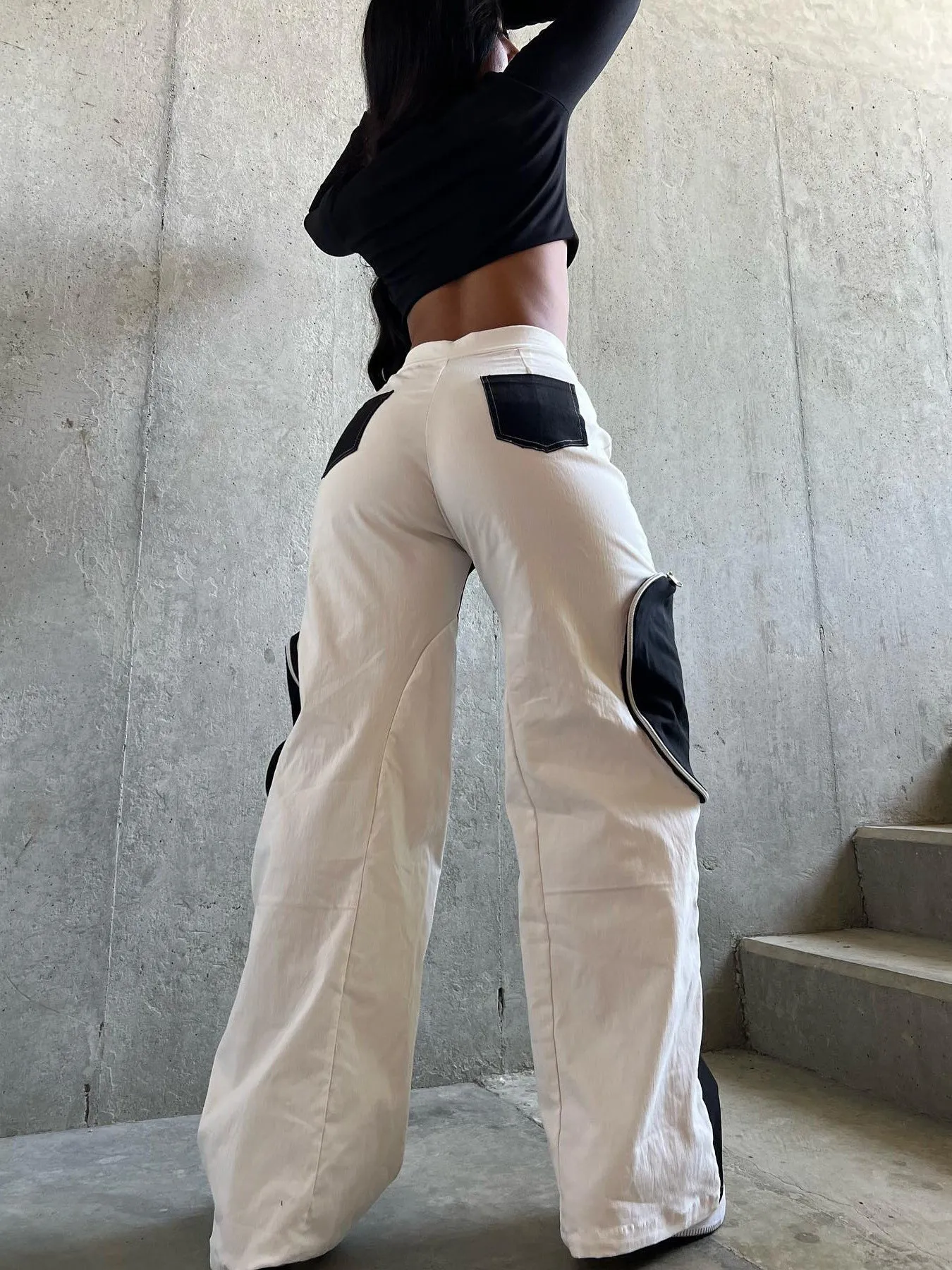 Black & White Pocket Straight Pants