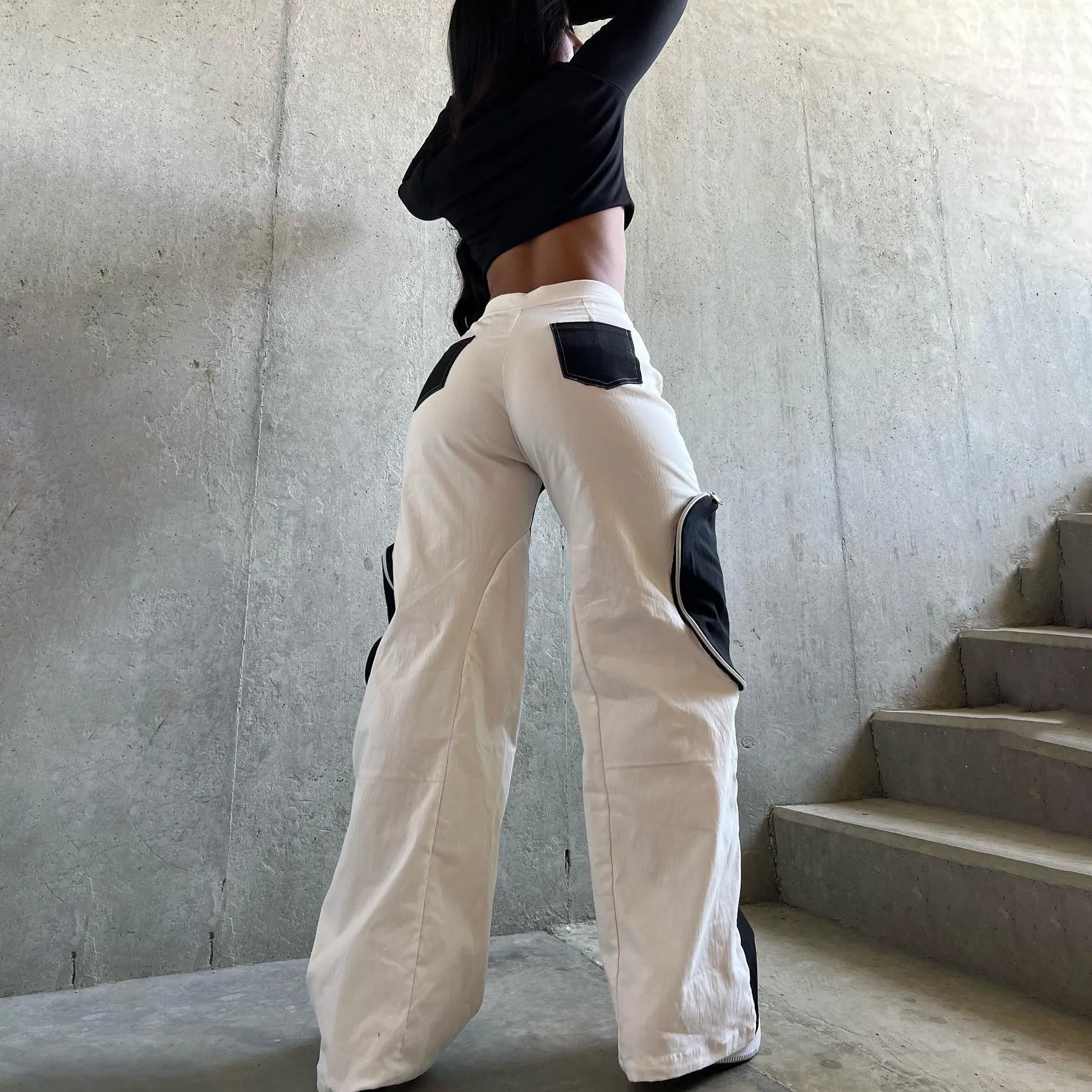 Black & White Pocket Straight Pants