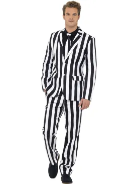 Black & White Stripe Printed Stand Out Suit