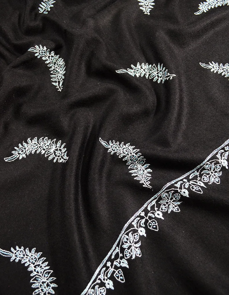 black booti embroidery pashmina shawl 8084