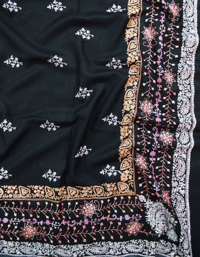 black embroidery pashmina shawl 8544