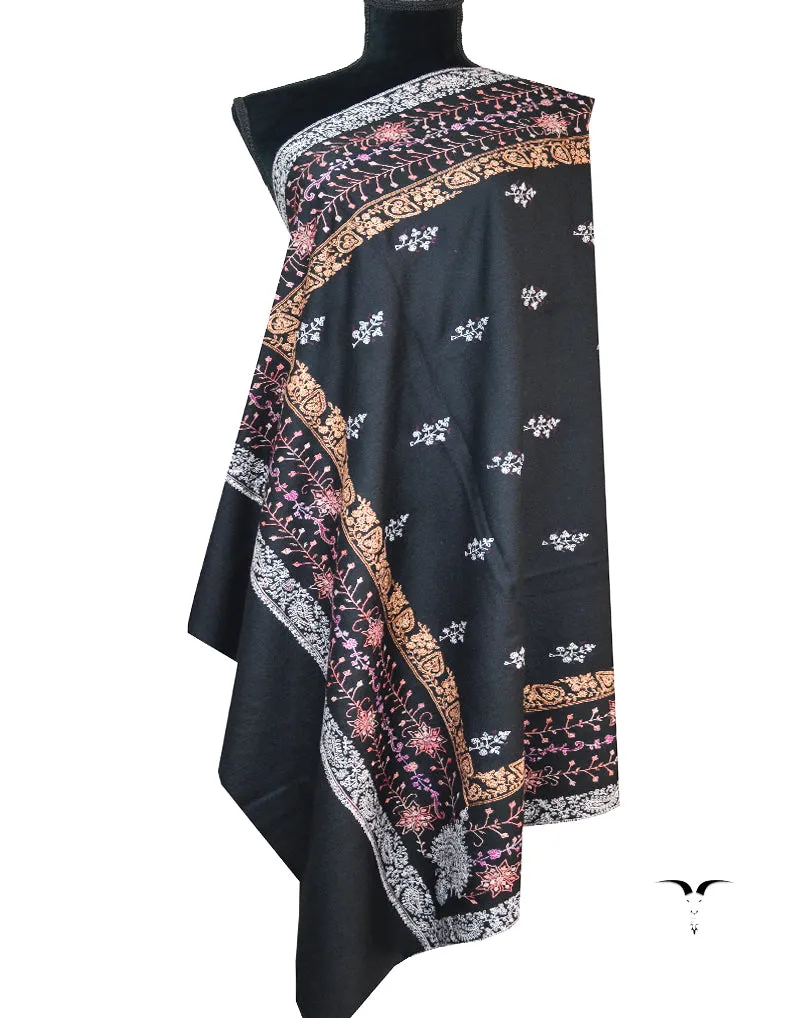 black embroidery pashmina shawl 8544