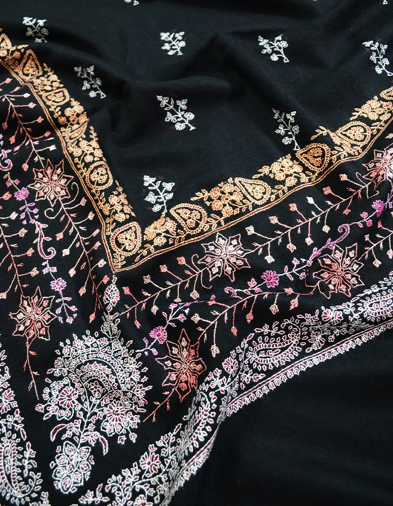 black embroidery pashmina shawl 8544