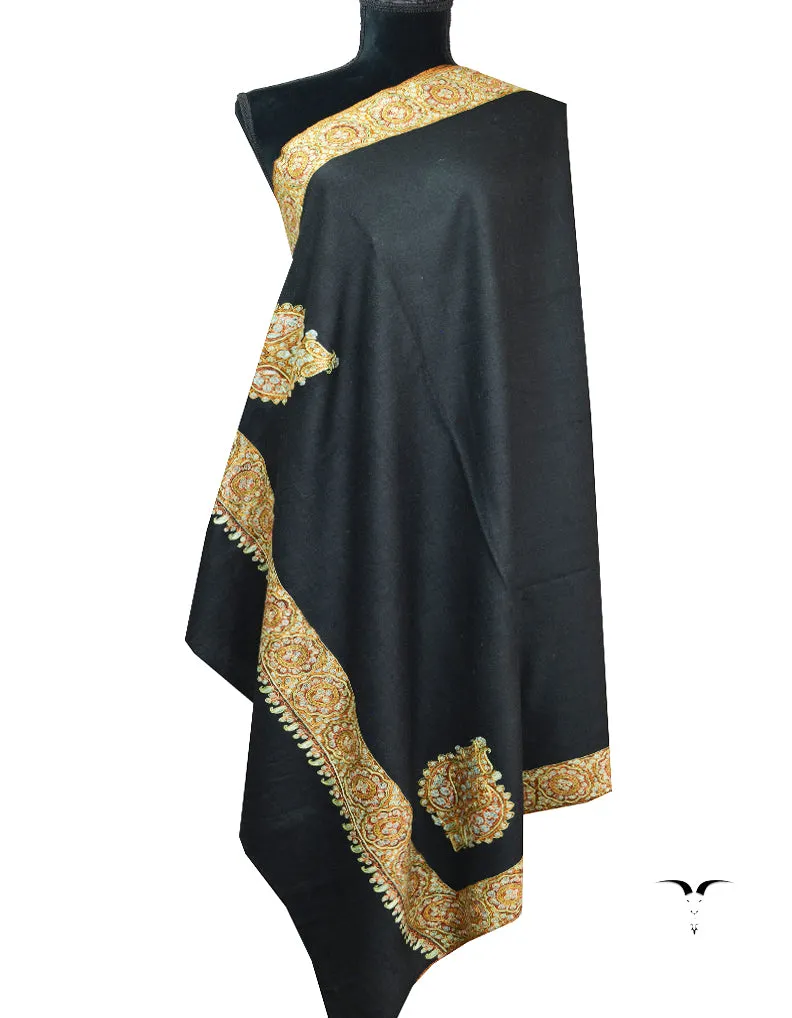 black embroidery Pashmina shawl 8651