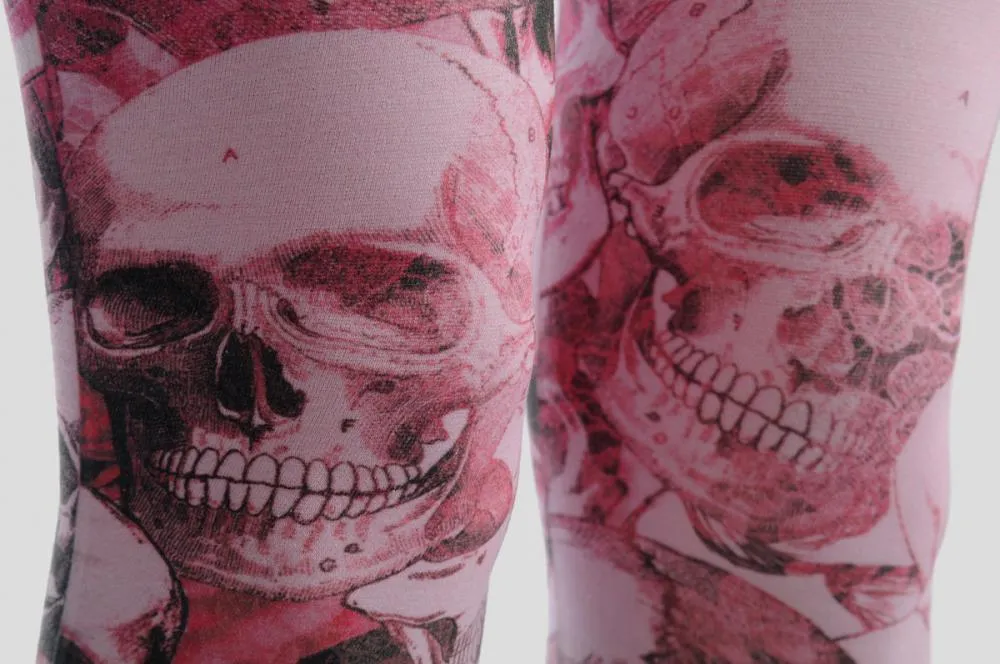 Black Pink Blue Roses & Skulls Footless