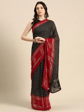 Black Printed Georgette Saree