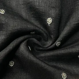 Black Sequins Embroidery Dupion Silk Fabric 19912