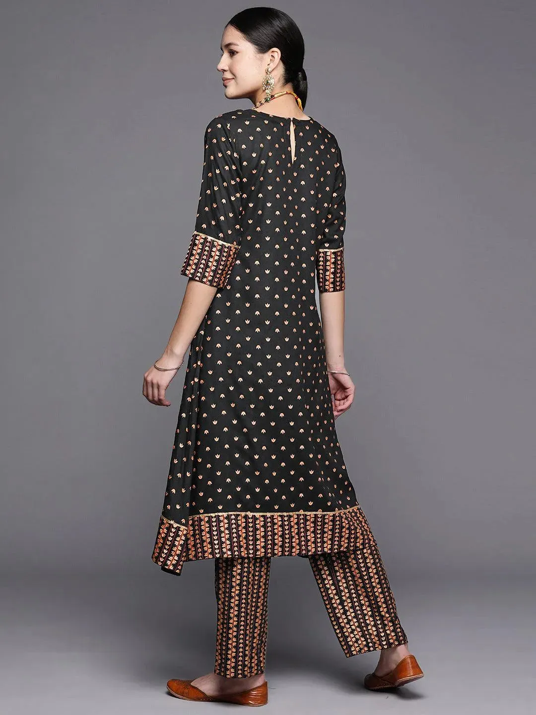 Black Yoke Design Rayon A-Line Kurta