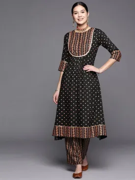 Black Yoke Design Rayon A-Line Kurta