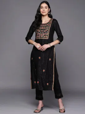 Black Yoke Design Rayon Straight Kurta