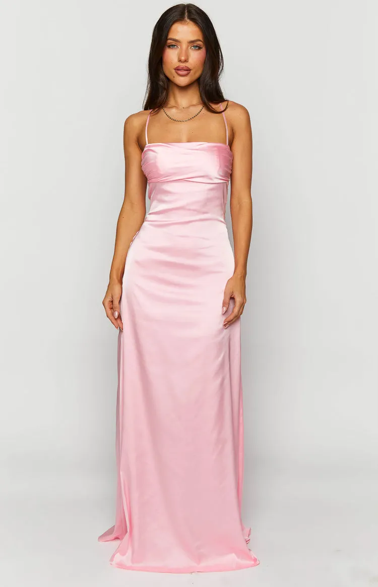 Blaise Pink Satin Maxi Dress