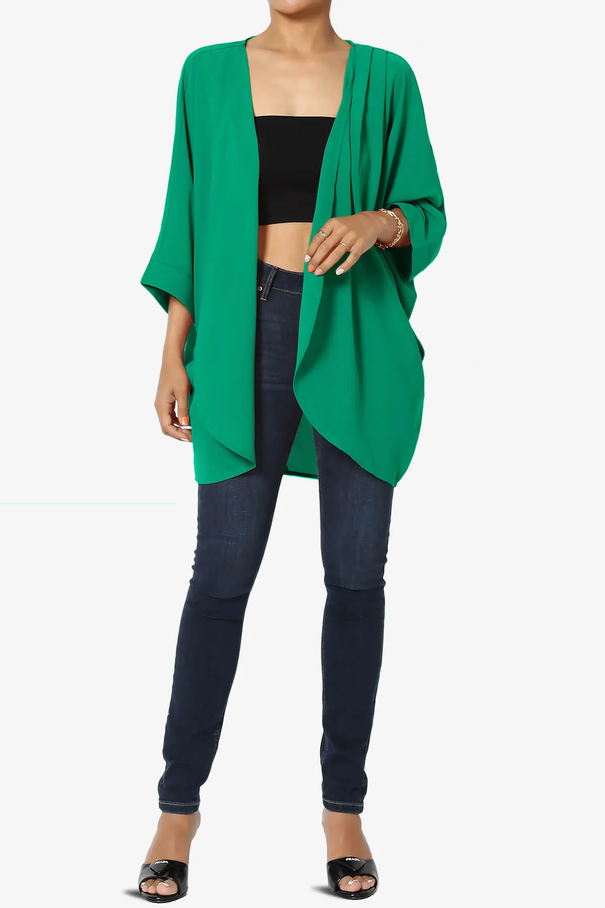 Blivia Pleated Kimono Chiffon Cardigan