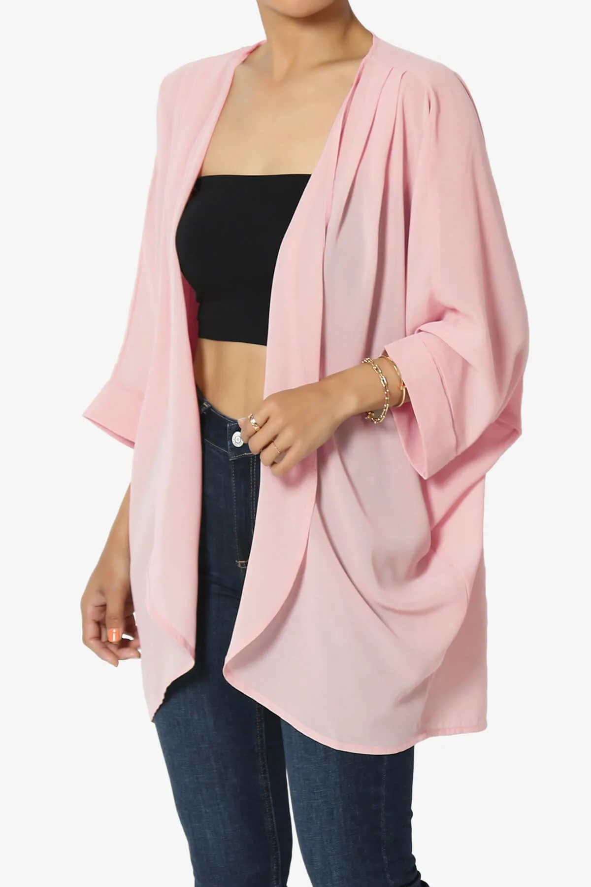 Blivia Pleated Kimono Chiffon Cardigan