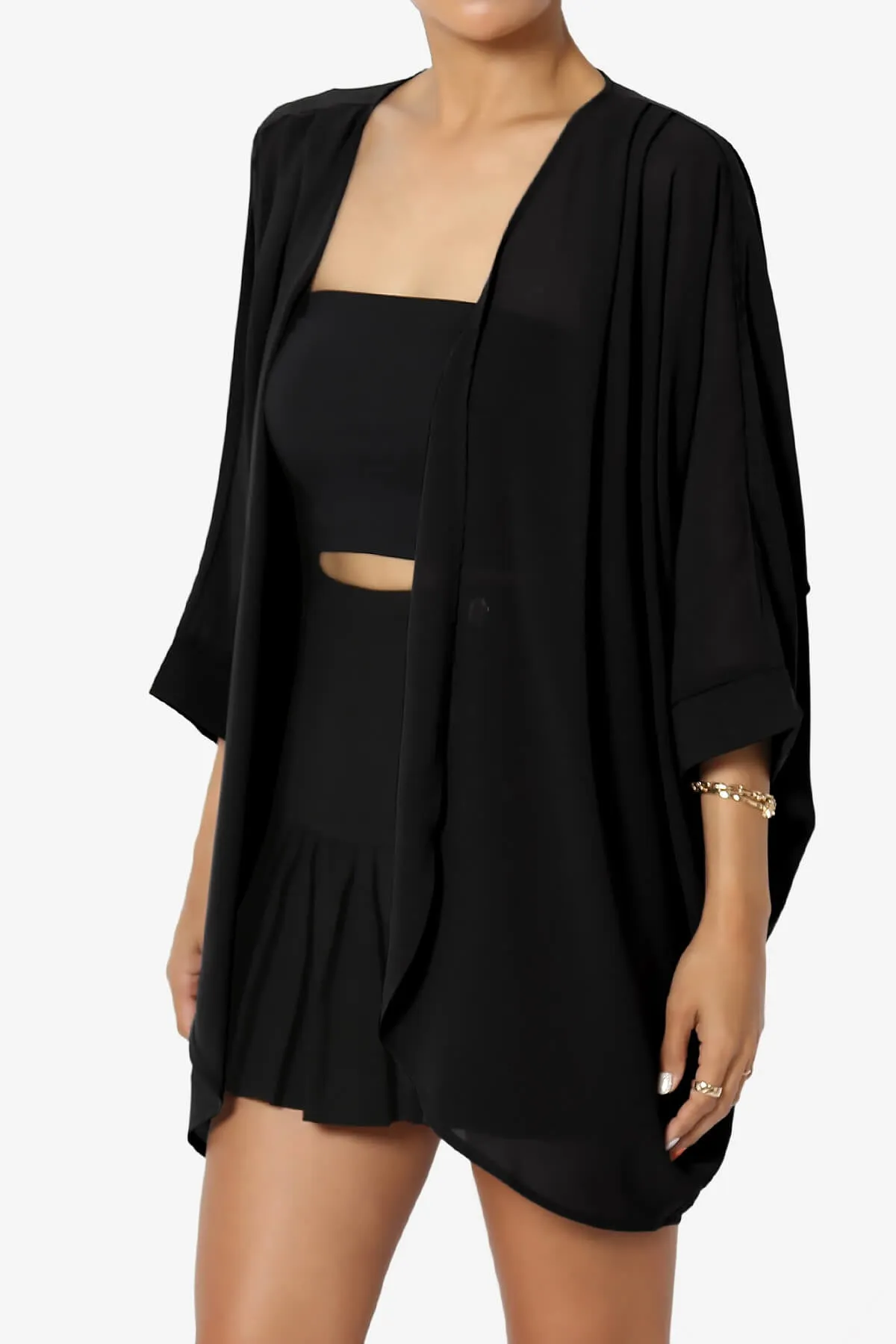 Blivia Pleated Kimono Chiffon Cardigan