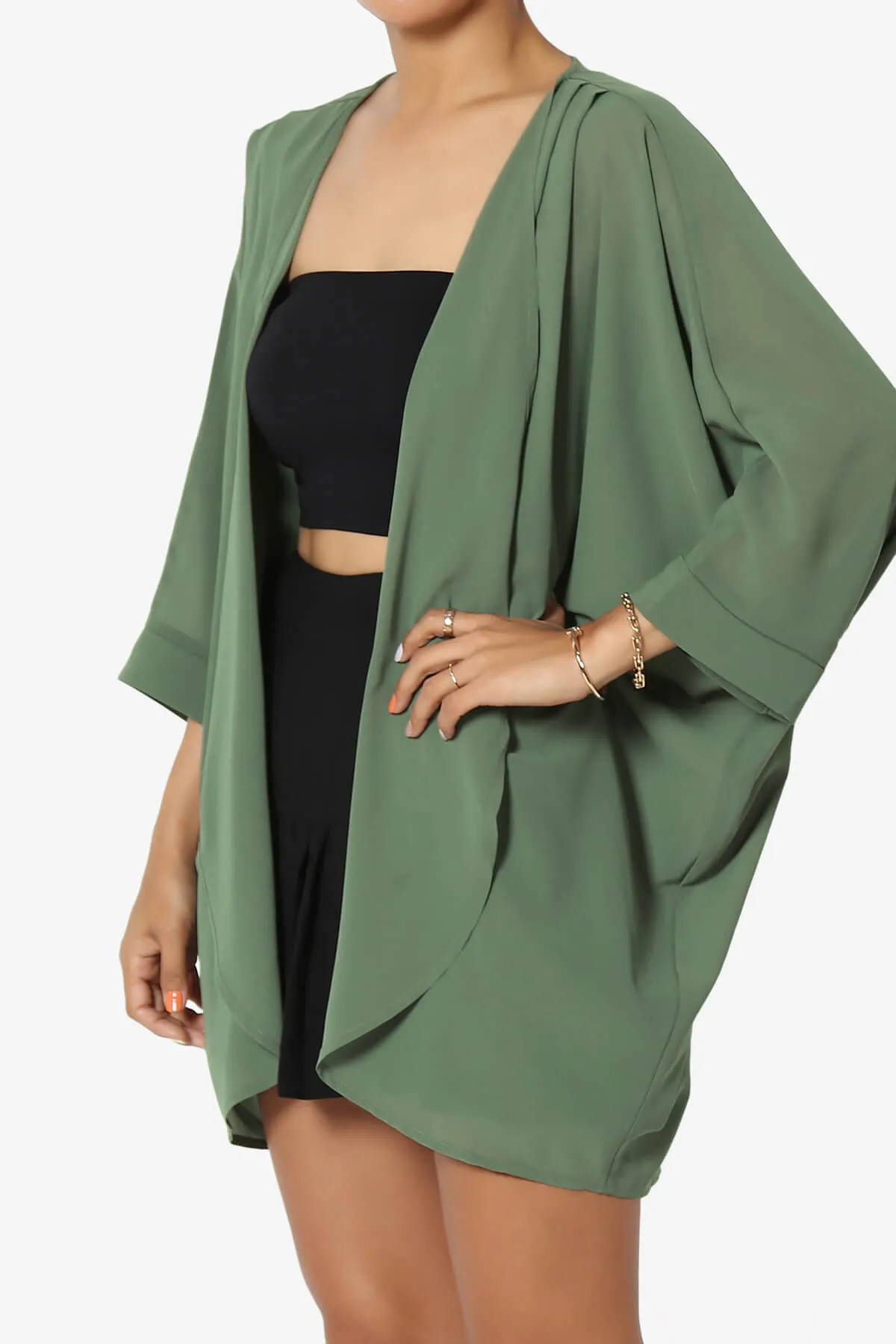 Blivia Pleated Kimono Chiffon Cardigan