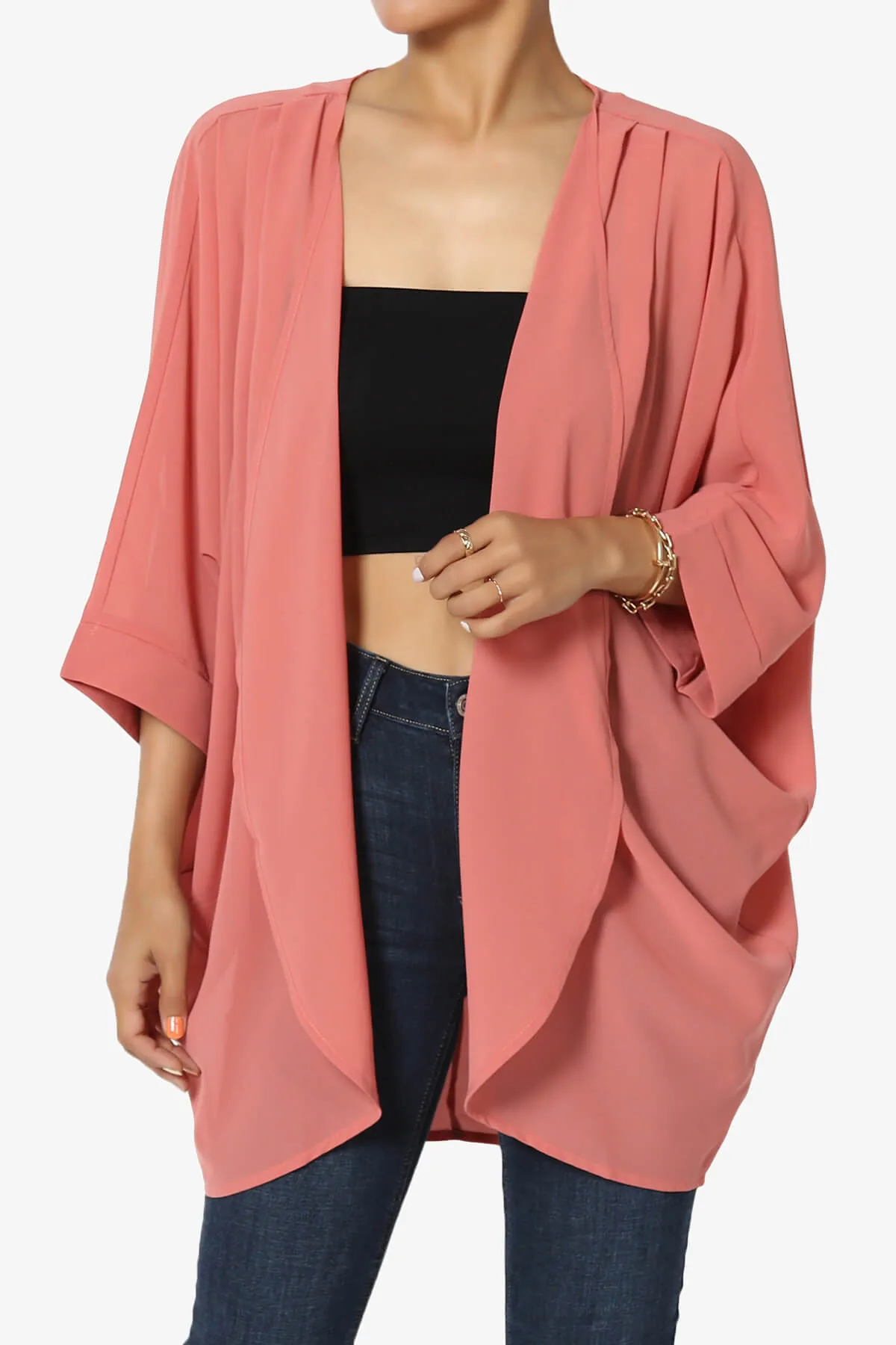 Blivia Pleated Kimono Chiffon Cardigan