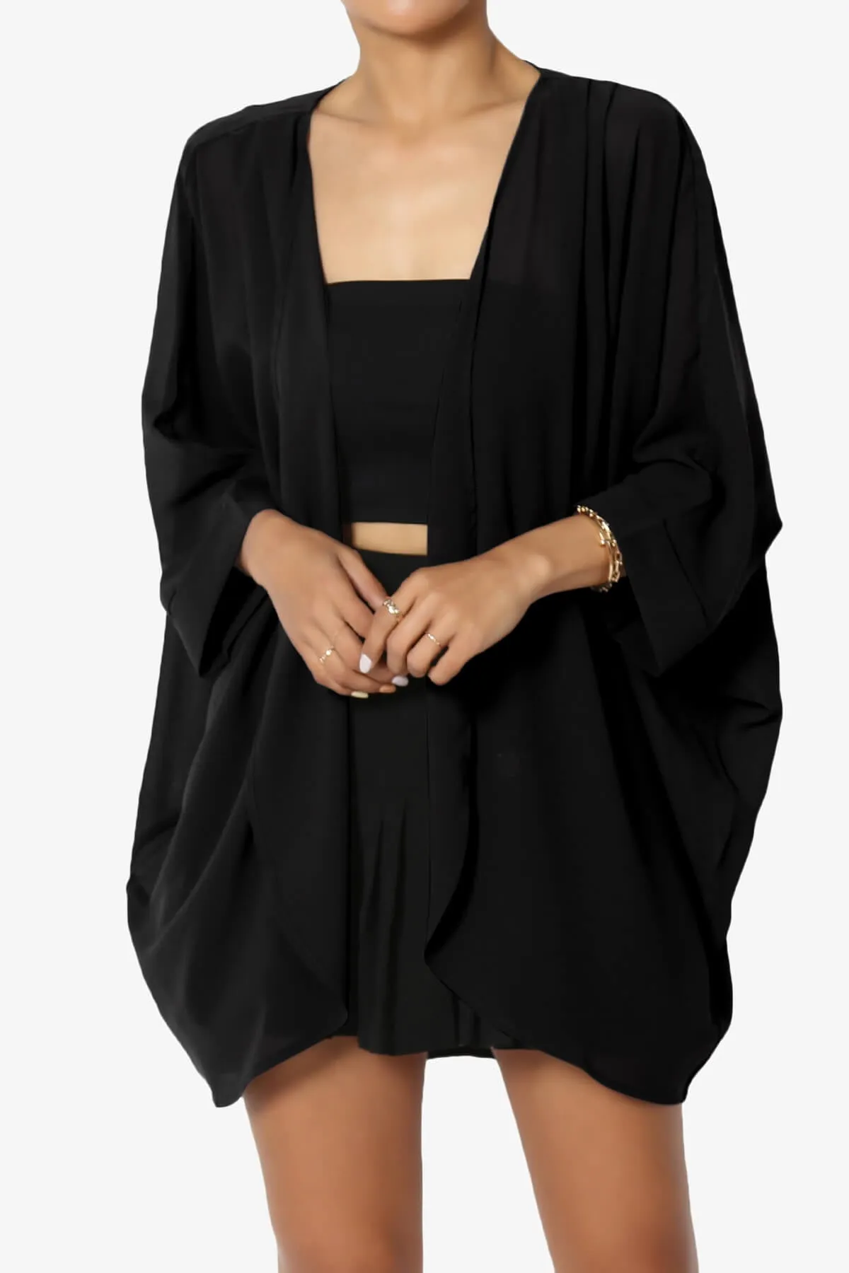 Blivia Pleated Kimono Chiffon Cardigan